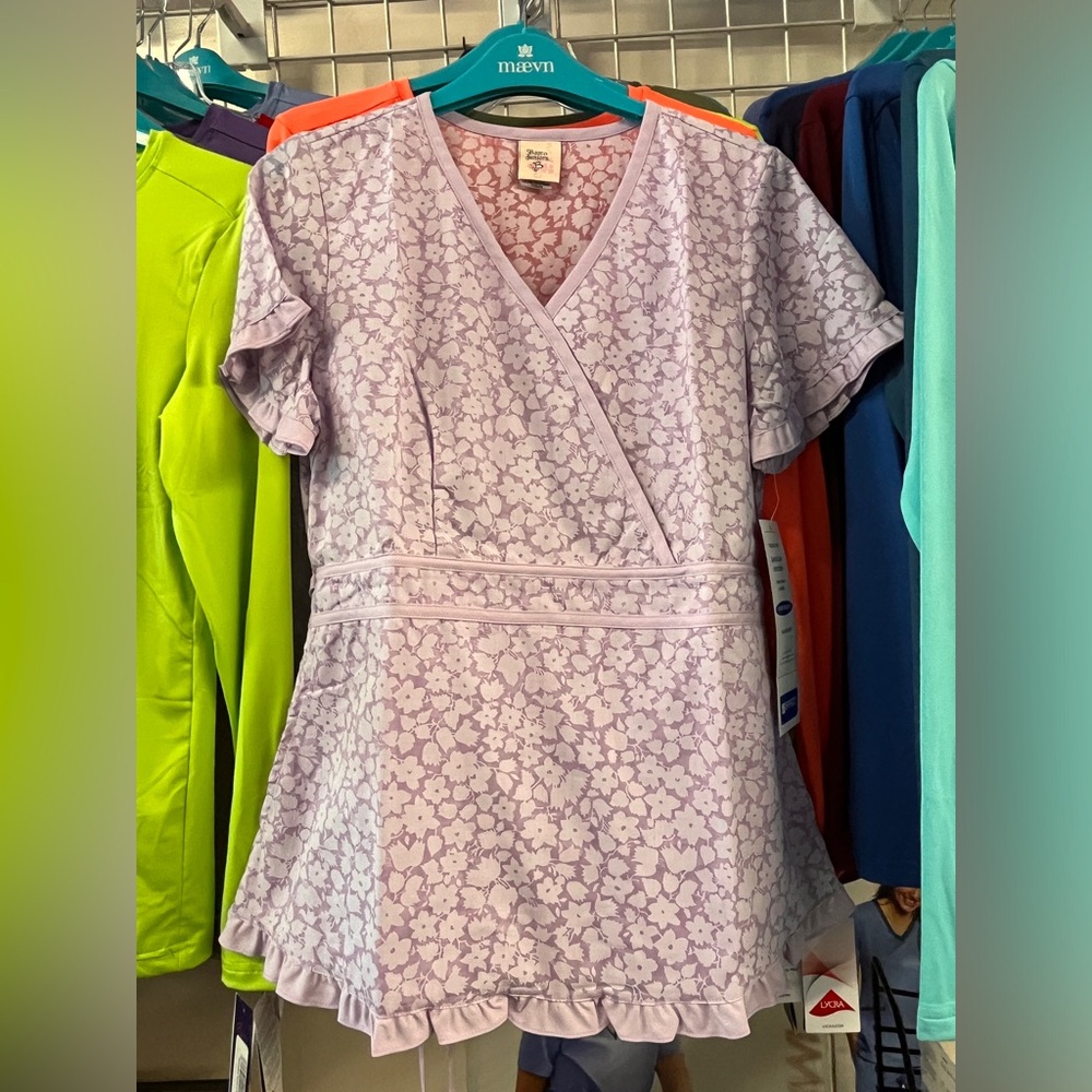 Barco uniforms floral light pink top
